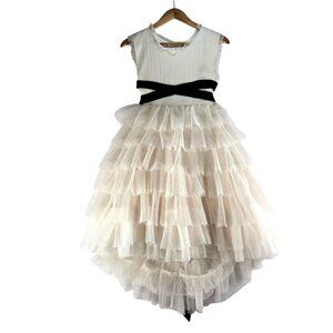 Joy Folie Geneva Petticoat Dress Cream Tuel Youth 12 Black Velvet Ribbon Mia Joy